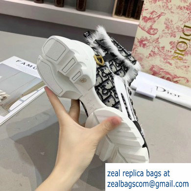Dior Oblique Shearling High-top Sneakers White 2019 - Click Image to Close