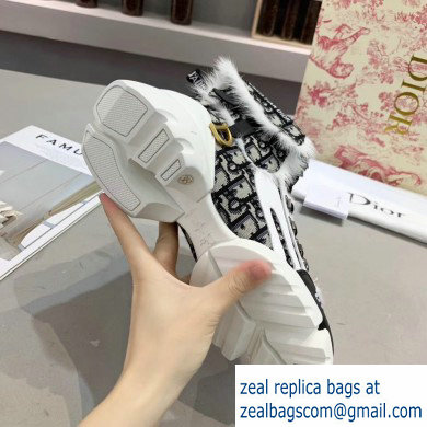 Dior Oblique Shearling High-top Sneakers White 2019