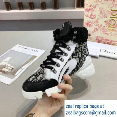 Dior Oblique Shearling High-top Sneakers White 2019