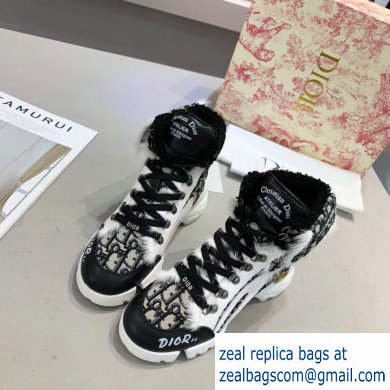Dior Oblique Shearling High-top Sneakers White 2019