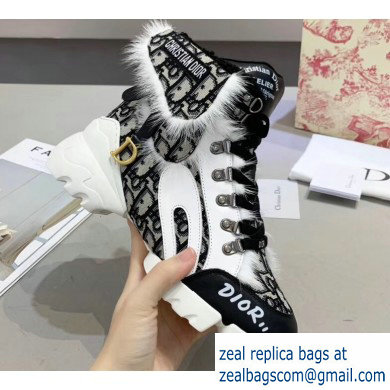 Dior Oblique Shearling High-top Sneakers White 2019