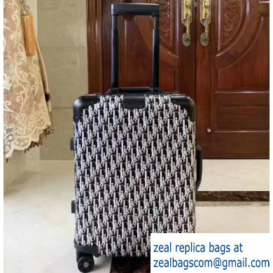 Dior Oblique Trolley Travel Luggage Bag Black
