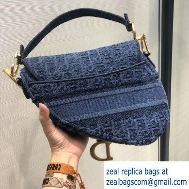 Dior Saddle Bag in Oblique-embroidered Canvas Denim Blue 2019 - Click Image to Close