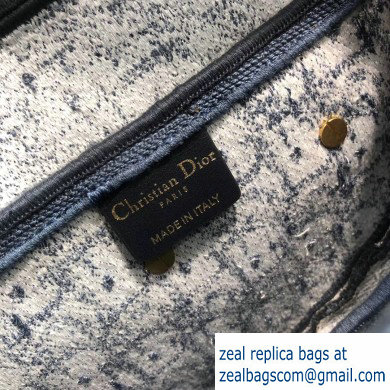 Dior Saddle Bag in Oblique-embroidered Canvas Denim Blue 2019