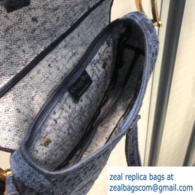 Dior Saddle Bag in Oblique-embroidered Canvas Denim Blue 2019