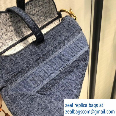 Dior Saddle Bag in Oblique-embroidered Canvas Denim Blue 2019