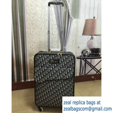 Dior Saddle Oblique Canvas Blue Trolley Travel Luggage Bag