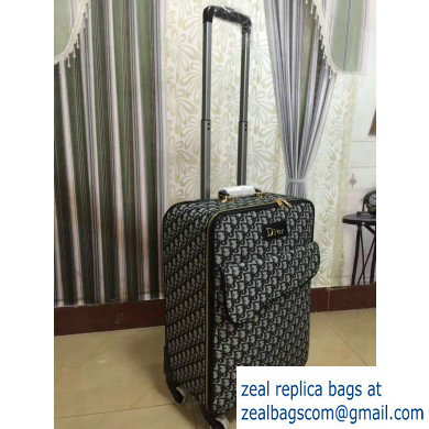 Dior Saddle Oblique Canvas Blue Trolley Travel Luggage Bag - Click Image to Close