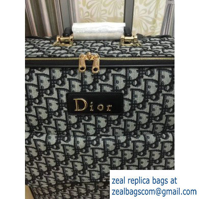 Dior Saddle Oblique Canvas Blue Trolley Travel Luggage Bag