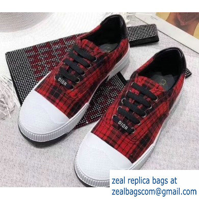 Dior Tartan Fabric Sneakers Red 2019