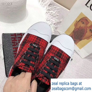 Dior Tartan Fabric Sneakers Red 2019