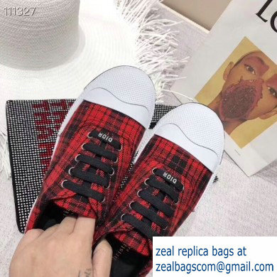 Dior Tartan Fabric Sneakers Red 2019 - Click Image to Close