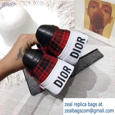 Dior Tartan Fabric Sneakers Red 2019