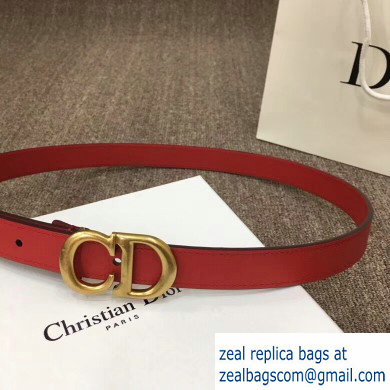 Dior Width 2cm Calfskin Saddle Belt Red with CD Buckle