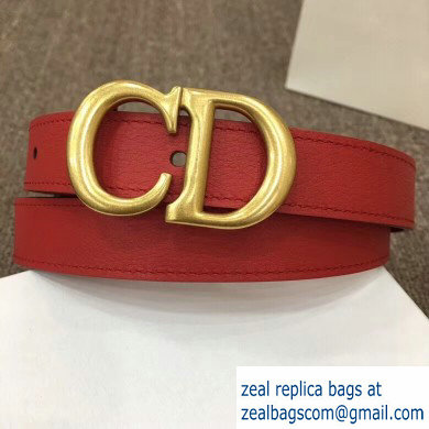 Dior Width 2cm Calfskin Saddle Belt Red with CD Buckle