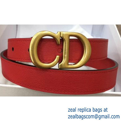 Dior Width 2cm Calfskin Saddle Belt Red with CD Buckle - Click Image to Close