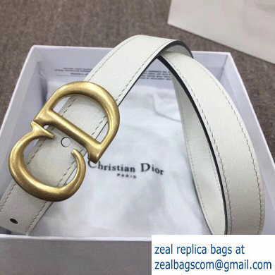 Dior Width 2cm Calfskin Saddle Belt White with CD Buckle