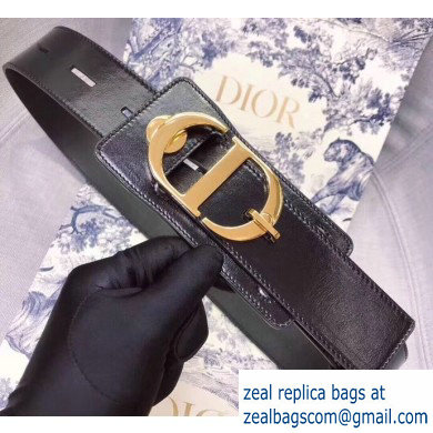Dior Width 4.5cm 30 Montaigne Calfskin Belt Black/Gold
