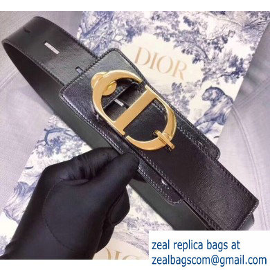 Dior Width 4.5cm 30 Montaigne Calfskin Belt Black/Gold - Click Image to Close