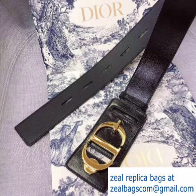 Dior Width 4.5cm 30 Montaigne Calfskin Belt Black/Gold - Click Image to Close