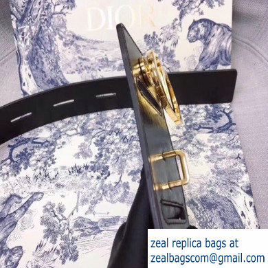 Dior Width 4.5cm 30 Montaigne Calfskin Belt Black/Gold