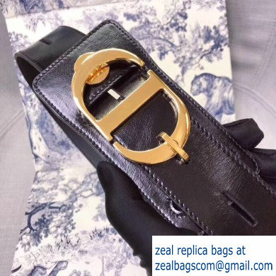 Dior Width 4.5cm 30 Montaigne Calfskin Belt Black/Gold - Click Image to Close