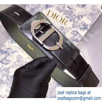 Dior Width 4.5cm 30 Montaigne Calfskin Belt Black/Silver - Click Image to Close