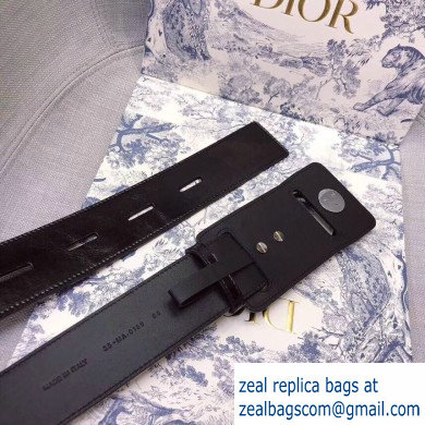 Dior Width 4.5cm 30 Montaigne Calfskin Belt Black/Silver