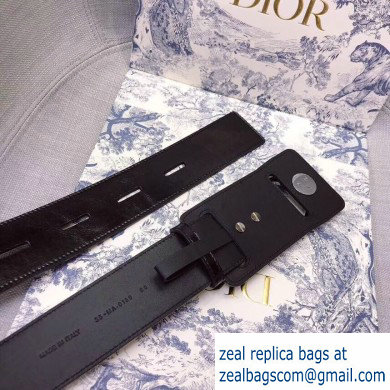 Dior Width 4.5cm 30 Montaigne Calfskin Belt Black/Silver - Click Image to Close