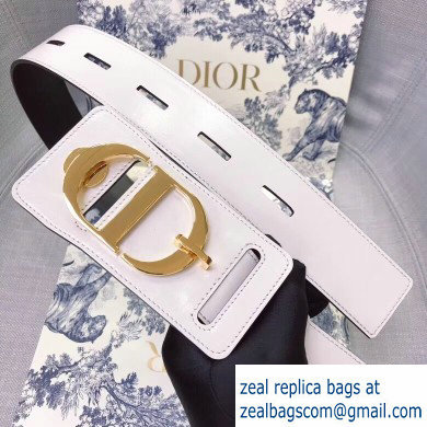 Dior Width 4.5cm 30 Montaigne Calfskin Belt White/Gold