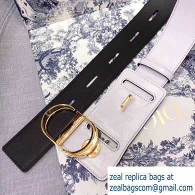 Dior Width 4.5cm 30 Montaigne Calfskin Belt White/Gold - Click Image to Close