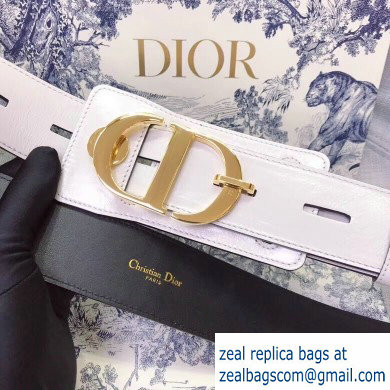 Dior Width 4.5cm 30 Montaigne Calfskin Belt White/Gold