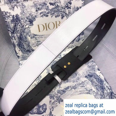 Dior Width 4.5cm 30 Montaigne Calfskin Belt White/Gold - Click Image to Close