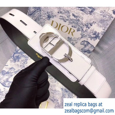 Dior Width 4.5cm 30 Montaigne Calfskin Belt White/Silver - Click Image to Close