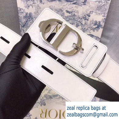 Dior Width 4.5cm 30 Montaigne Calfskin Belt White/Silver