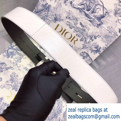 Dior Width 4.5cm 30 Montaigne Calfskin Belt White/Silver - Click Image to Close