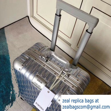 Dior x Rimowa Oblique Trolley Travel Luggage Bag Silver/Blue - Click Image to Close