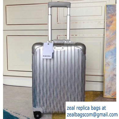 Dior x Rimowa Oblique Trolley Travel Luggage Bag Silver