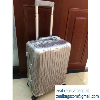 Dior x Rimowa Oblique Trolley Travel Luggage Bag Silver - Click Image to Close