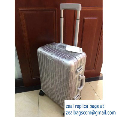 Dior x Rimowa Oblique Trolley Travel Luggage Bag Silver