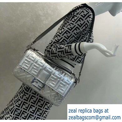 Fendi All-Over FF Motif Leather Large Baguette Bag silver 2019 - Click Image to Close