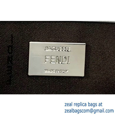 Fendi All-Over FF Motif Leather Large Baguette Bag silver 2019