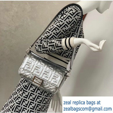 Fendi All-Over FF Motif Leather Medium Baguette Bag silver 2019 - Click Image to Close