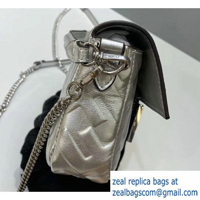 Fendi All-Over FF Motif Leather Mini Baguette Bag silver 2019 - Click Image to Close