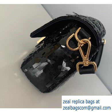 Fendi Embroidered Sequins Medium Baguette Bag Black 2019