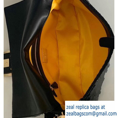 Fendi Embroidered Sequins Medium Baguette Bag Black 2019 - Click Image to Close