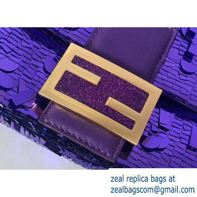 Fendi Embroidered Sequins Medium Baguette Bag Purple 2019