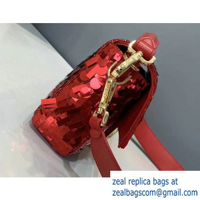 Fendi Embroidered Sequins Medium Baguette Bag Red 2019 - Click Image to Close