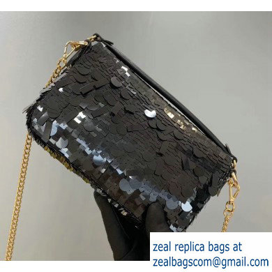 Fendi Embroidered Sequins Mini Baguette Bag Black 2019 - Click Image to Close