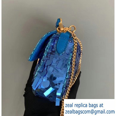 Fendi Embroidered Sequins Mini Baguette Bag Blue 2019 - Click Image to Close